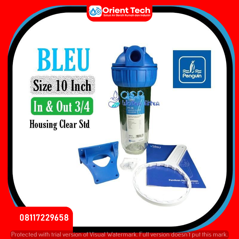 Filter Housing Bleu Penguin Single O Ring drat 3per4 Inch - CLEAR