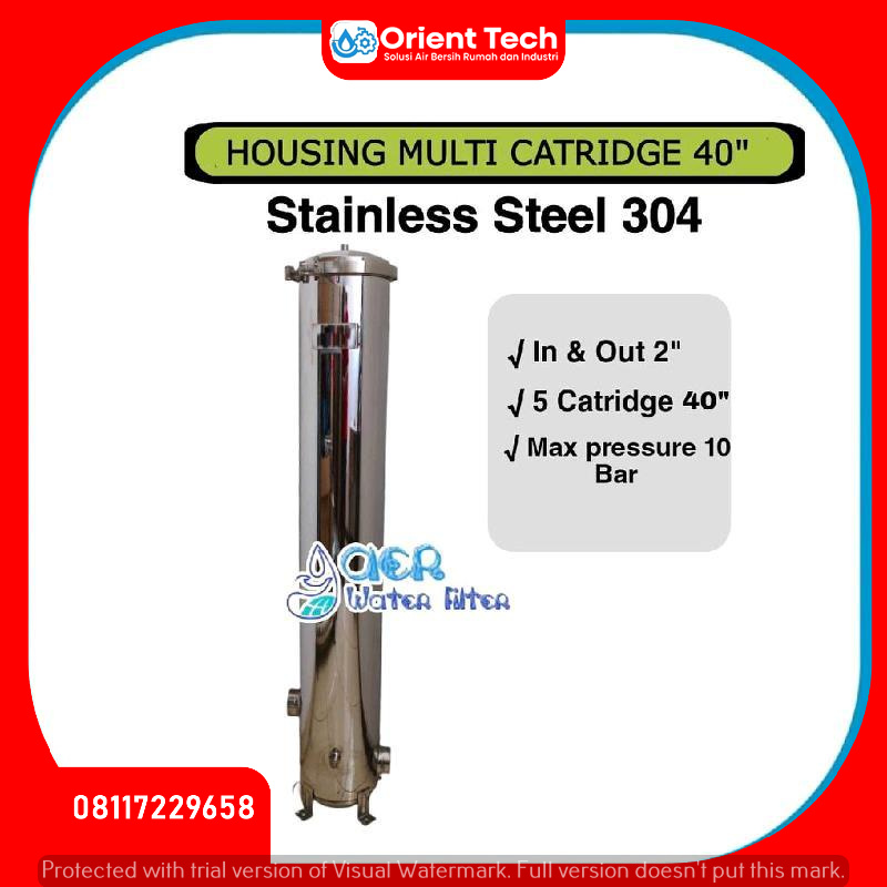 Housing Filter Stainless Steel Multicatridge 40 Inch Isi 5 Katrid