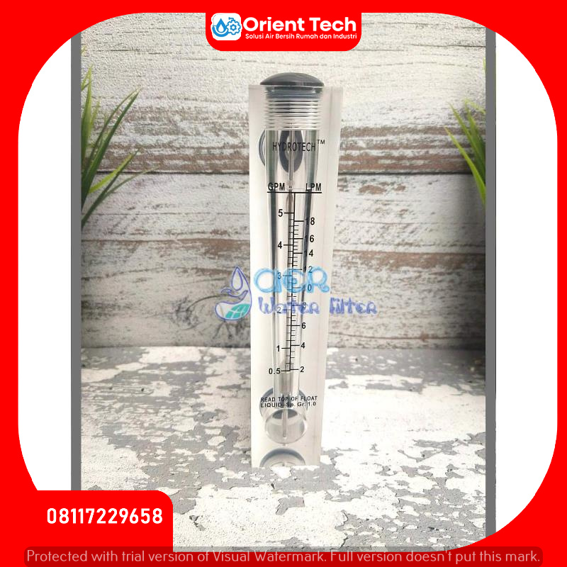 Flow Meter 5 GPM - Flow Meter 18 LPM (pendek) - Tipe Panel