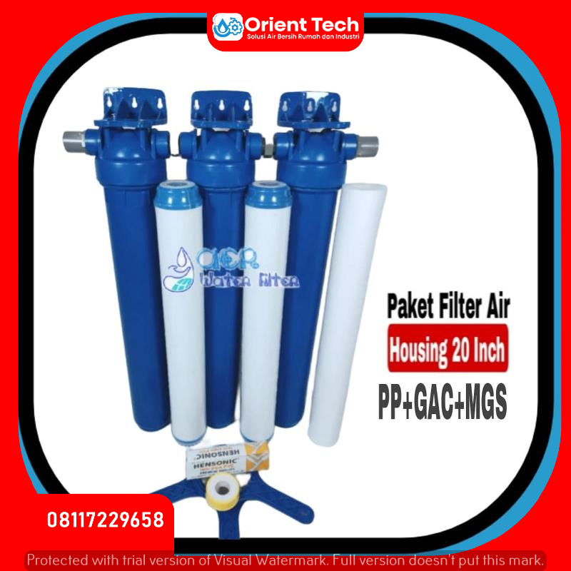 Paket Filter Air PDAM Housing 20 inch - PP+GAC+Greensand