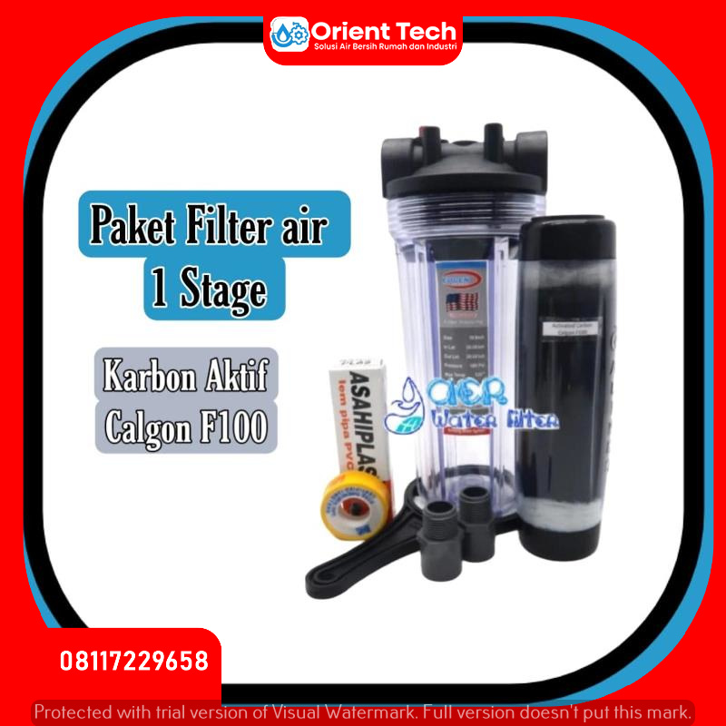Paket Hemat Filter Air Housing Clear - GAC Calgon F100 Original